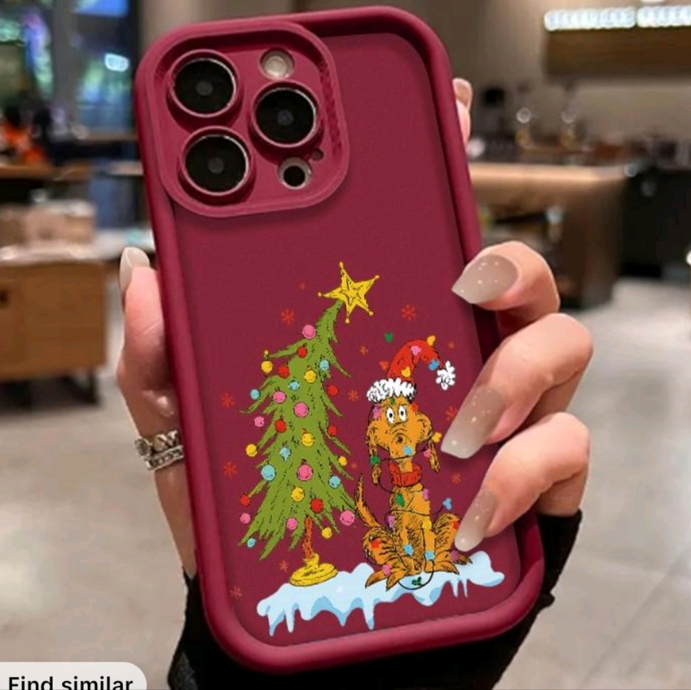 Festive Red Phone Case with Christmas Design